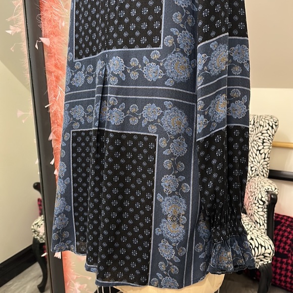 Free People blue floral boho tunic dress long sleeve size XS - Picture 6 of 16